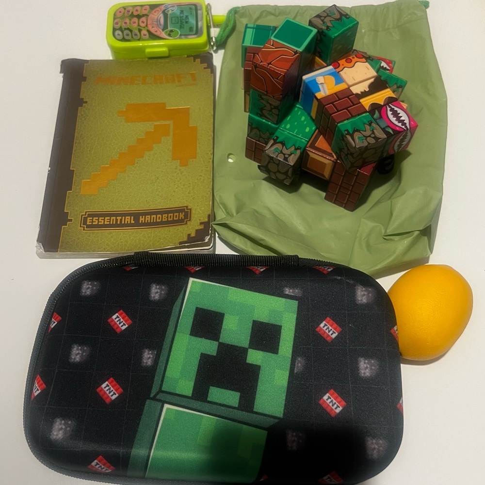 Minecraft Themed Bundle with Creeper Case and Handbook